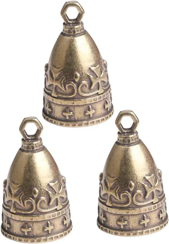 3 campanas de viento de latón, campanas vintage, campanas artesanales, estatua de campanas de viento, cascabeles de viento, encantos de figurita de