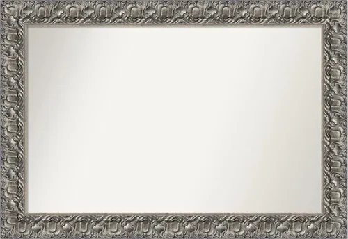 Miniatura 57 de Amanti Art Espejo de baño plateado para sobre fregadero, 26 x 26 pulgadas, espejo cuadrado de níquel pulido, marco de madera tradicional mediano, se