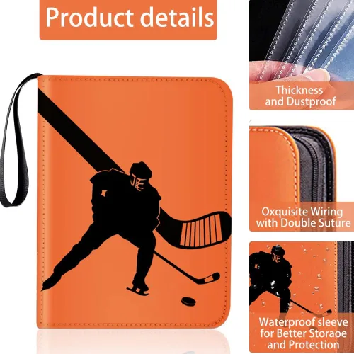 Miniatura 5 de Carpeta de tarjetas de hockey, carpeta de tarjetas coleccionables de 4 bolsillos con 400 fundas para tarjetas, estuche portátil para álbum