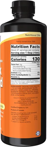 Miniatura 2 de NOW Foods Suplementos, Aceite de semilla de lino líquido certificado orgánico, prensado en frío y sin refinar, 24 onzas
