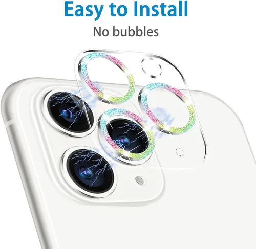 Miniatura 6 de Paquete de 3. Protector de lente de cámara de vidrio templado Dengduoduo para iPhone 11 Pro de 5.8" y iPhone 11 Pro Max de 6.5", Bling Sparkle