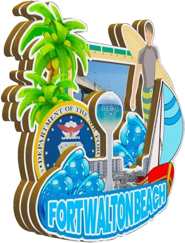 Miniatura 2 de Imán de madera para nevera de Fort Walton Beach Florida, Estados Unidos, Monumentos 3D, recuerdos coleccionables de viaje, decoración hecha a mano