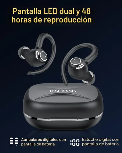 Miniatura 5 de Auriculares inalámbricos, auriculares Bluetooth 5.4 deportivos, auriculares sobre la oreja con micrófono de cancelación de ruido ENC, 48H