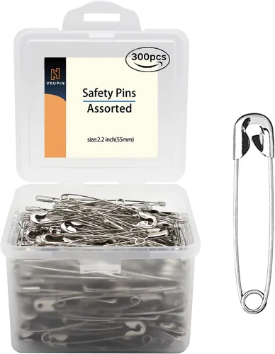 vrupin 300 PIEZAS de alfileres de seguridad, 5,6 cm/2,1 pulgadas, níquel, plateado, metal, a granel, pequeños, multiusos, extra fuertes, de uso
