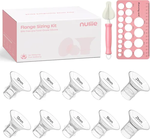 Nuliie Kit de tamaño de brida 3 en 1 de 13/15/17/19/0.827 in para brida/escudo de extractor de leche doble eléctrico de 0.945 in, 10 piezas de