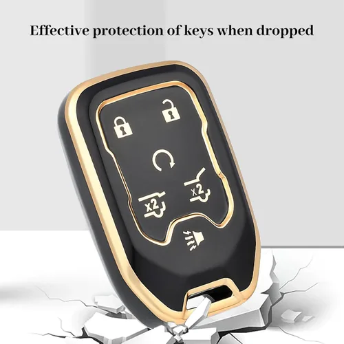 Miniatura 6 de OFFWEGO - Funda para llavero GMC, funda de TPU suave con protección para llaves inteligentes, compatible con GMC Chevy Chevrolet Suburban Tahoe