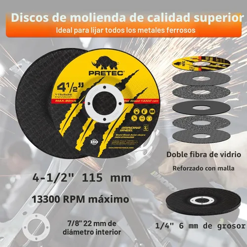 Miniatura 8 de Paquete de 26 ruedas de disco de molienda de corte con aleta angular de 4 1/2 pulgadas, 20 paquetes de ruedas de corte de 4.5 x 1/4 x 7/8 pulgadas