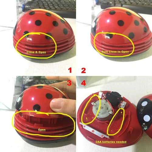 Miniatura 2 de Mariquita de dibujos animados mini aspiradora barredora de polvo inalámbrico esquina escritorio aspiradora mini lindo hogar oficina