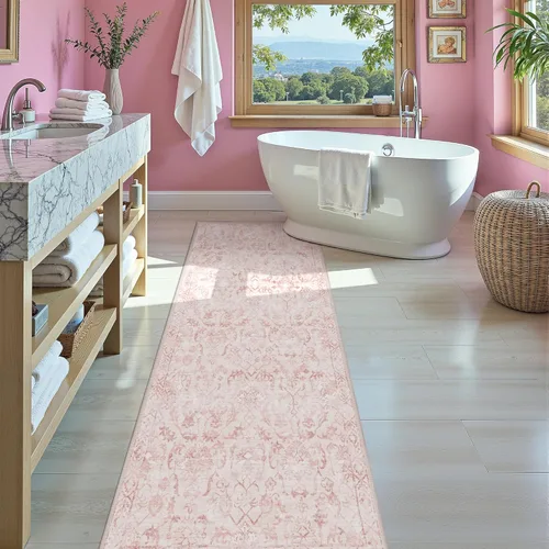 Miniatura 67 de Alfombra de área pequeña de 2 x 3 pulgadas, color beige, para entrada, baño, cocina, antideslizante, de pelo bajo, lavable, moderna alfombra bohemia