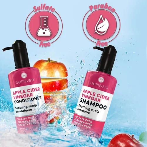 Miniatura 8 de BELLISSO Champú y acondicionador de vinagre de sidra de manzana con ingredientes naturales, anticaspa, hidratante, nutritivo, brillo, calmante, sin