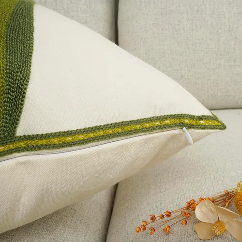 Miniatura 6 de YOUR SMILE Paquete de 2 fundas de almohada bordadas decorativas de 18 x 18 pulgadas, funda de cojín floral de granja para el suelo, para sofá, sala