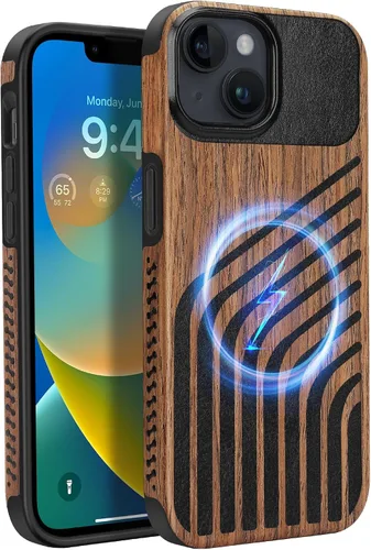 Miniatura 22 de Funda magnética ZZDZZ compatible con iPhone 14 Plus [Compatible con Magsafe] Diseño de cuero premium TPU híbrido a prueba de golpes (Negro)