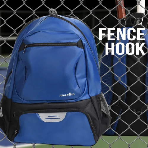 Miniatura 7 de Athletico Mochila de tenis Premier – Bolsa de tenis con capacidad para 2 raquetas en compartimento acolchado Compartimento ventilado separado
