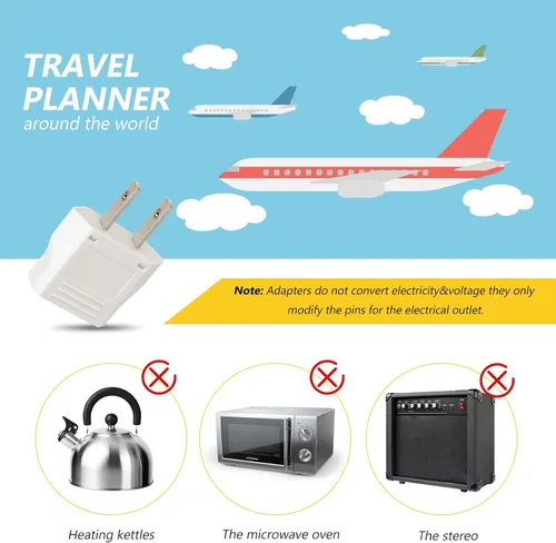 Miniatura 4 de Paquete de 6 adaptadores de viaje: adaptador de enchufe europeo a estadounidense (blanco)
