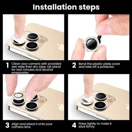 Miniatura 7 de Tensea Protector de lente de cámara para iPhone 13 Pro/iPhone 13 Pro Max, cubierta de protección para cámara, protector de pantalla de vidrio