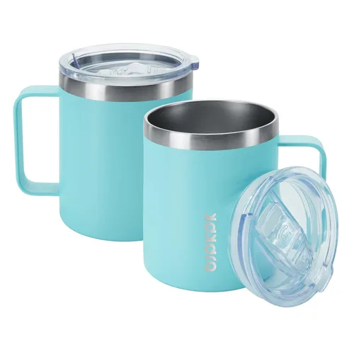 Miniatura 13 de BJPKPK 2 tazas de café aisladas, vaso aislado de 14 onzas con tapa, tazas de café de acero inoxidable con tapa a prueba de salpicaduras, color negro