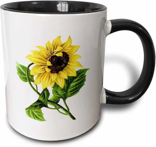 Miniatura 12 de 3dRose Taza azul de dos tonos de girasol vintage gigante de 11 oz