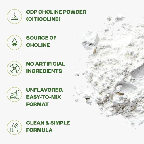 Miniatura 3 de Purisure Polvo de colina CDP, 0.35 onzas, suplementos de colina CDP que apoyan la atención, el enfoque y la energía, polvo de citicolina