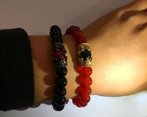 Miniatura 6 de LIDU Pulsera de amor de tamaño King y Queen Teir Friendship de 0315in Cristal Piedras semipreciosas