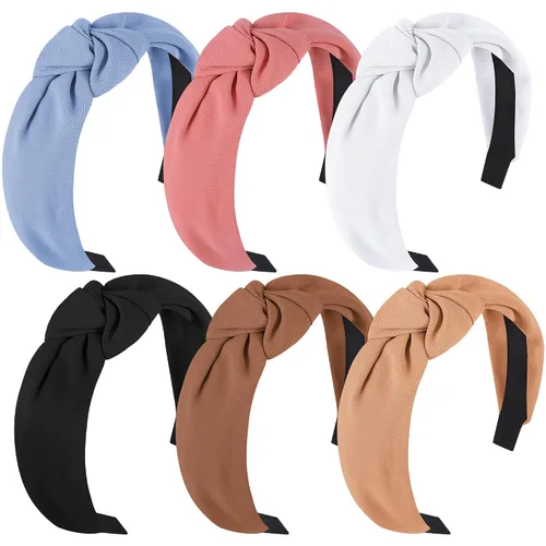 Miniatura 16 de DiyJibb Diademas para Mujeres y Niñas - 6 Piezas Diademas Elegantes con Nudo Superior - Diadema Anudada para Mujeres - Bandas para la Cabeza Anchas