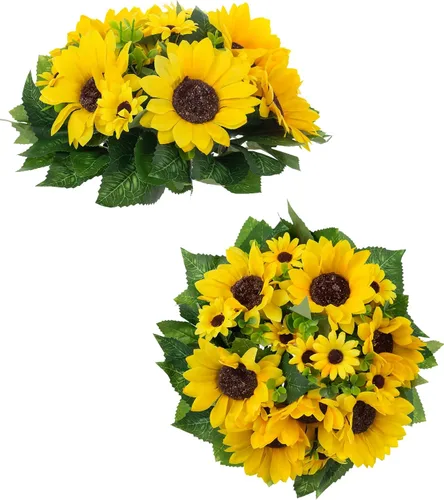 Miniatura 18 de BLOSMON Bolas de flores, centros de mesa de rosas de boda: 2 piezas de flores falsas carmesí decoración de bolas de besos Arreglos florales