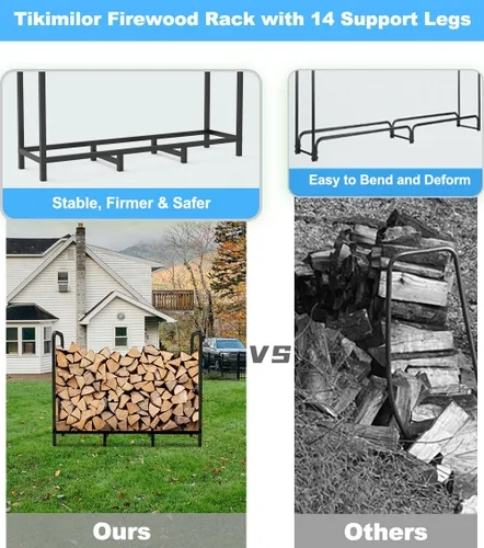 Miniatura 3 de Soporte para Leña de 4 Pies, Apilador de Troncos Resistente Ajustable para Chimenea, Organizador de Metal para Almacenamiento de Pilas de Madera