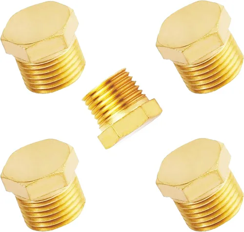 Miniatura 7 de AOPANDA Enchufe de extremo de manguera de jardín de latón 1/2 NPT rosca macho macho tapas de enchufe hexagonal externo, accesorios 5 unidades.