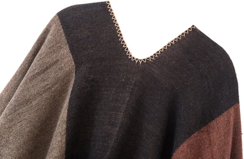 Miniatura 9 de Urban CoCo Poncho de colores para mujer, chal con frente abierto, color en bloques