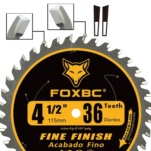 Miniatura 6 de FOXBC - Hoja para sierra circular de 4-1/2 pulgadas, 36 dientes, acabado fino para corte de madera con eje de 3/8 pulgadas