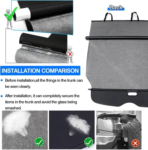 Miniatura 6 de Powerty Compatible con cubierta de carga Jeep Grand Cherokee 2011-2019 2020 2021 Retractable Protección de maletero Sombra Cubierta de equipaje