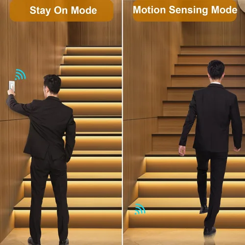 Miniatura 3 de Kit de iluminación LED para escaleras con sensor de movimiento inteligente KMG-3233, tira de luz LED cortable de 40" para luces de escalera LED