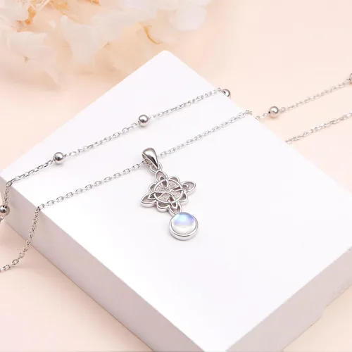 Miniatura 10 de FLYOW Collar con colgante de nudo celta de plata de ley 925 de buena suerte irlandés para mujer, regalo de cumpleaños y graduación