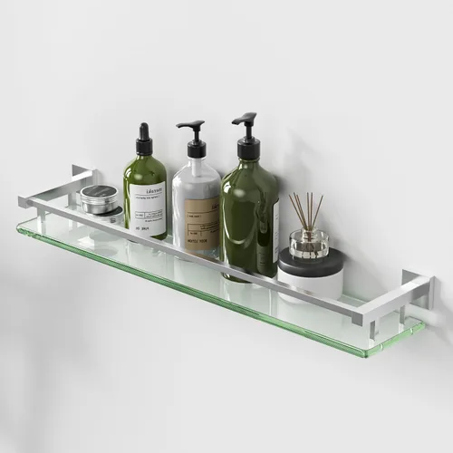 Miniatura 10 de Alise Estantes de baño, estante de vidrio dorado para baño, estantes flotantes modernos, 20 pulgadas Dorado y Negro