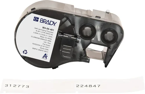 Miniatura 15 de Brady Auténticas etiquetas envolventes de vinilo autolaminables (M4-91-427) de 1.5 pulgadas de alto x 1 pulgada de ancho, negro sobre blanco