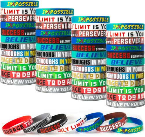 Miniatura 12 de QEERBSIN Paquete de 12 pulseras motivacionales para hombres, mujeres y adolescentes, pulseras inspiradoras de silicona unisex para adultos