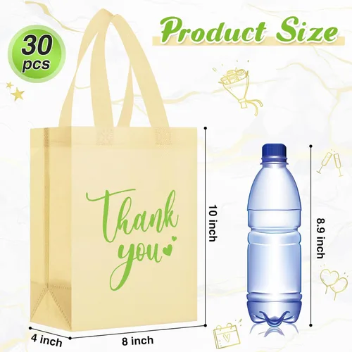Miniatura 3 de Sweetude 30 Bolsas de Regalo de Agradecimiento con Asas al Por Mayor Reutilizables Bolsa de Dulces de Tela No Tejida Plegable Bolso de Mano