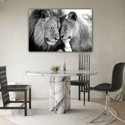 Miniatura 4 de LYUNSHUO Lienzo decorativo para pared, diseño de león y leona, animales en blanco y negro, imágenes de pareja, pintura abstracta de vida silvestre