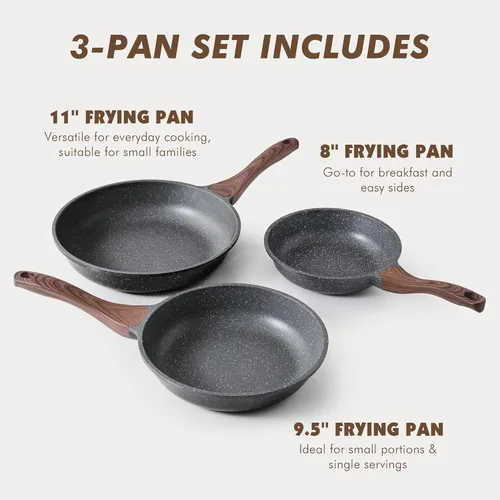 Miniatura 3 de SENSARTE Sartén antiadherente, sartenes de tortilla con revestimiento de granito suizo, utensilios de cocina saludables, sartén de chef sin PFOA Gris