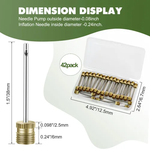 Miniatura 2 de 20 Pack Brass Ball Pump Needles with Storage Case - Heavy Duty No Break Air Pump Needles for Basketball 42 Paquete