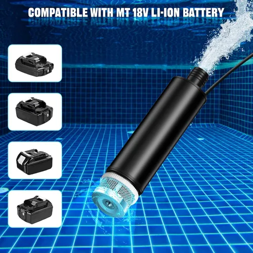 Miniatura 5 de Bomba de agua sumergible inalámbrica para batería Makita de 18 V, bomba eléctrica para jardín, bañera de hidromasaje, tanque, piscina, estanques