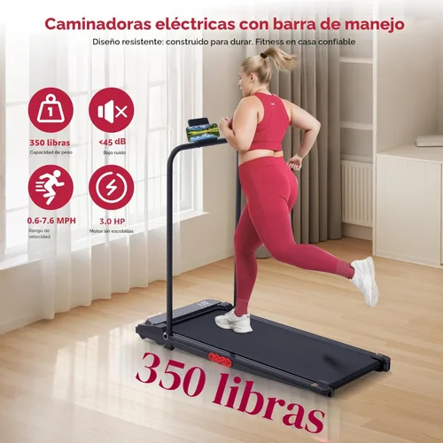 Miniatura 6 de Walking Pad with Incline and Handle Bar, 3.0HP Electric Protable Mini Walking Pad Treadmills for Home Small Space, Small Treadmill for Exercising