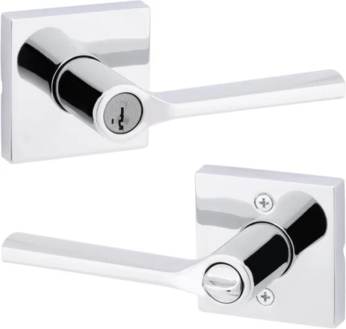 Miniatura 35 de Kwikset Lisboa - Manija interior de puerta de privacidad con cerradura, palanca de puerta para baño y dormitorio, palanca de puerta con botón