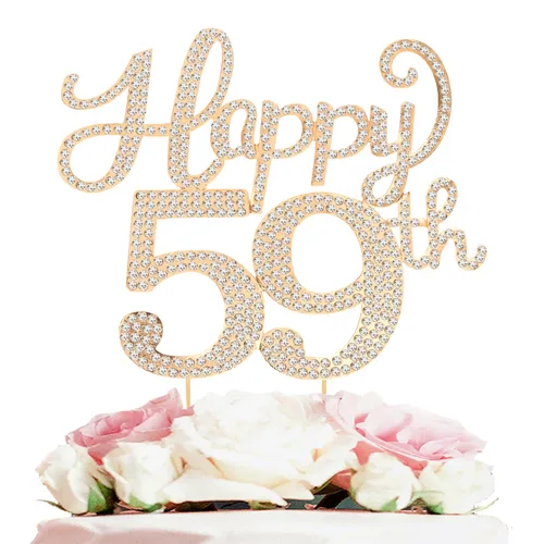 Miniatura 111 de LASKYER Decoración de feliz cumpleaños número 10, decoración de pastel de diamantes de imitación dorados de 10º cumpleaños – Letrero de metal