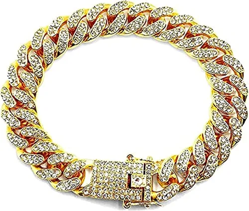 Apzzic Pulsera de eslabones cubanos de Miami, chapada en oro, hip hop, con circonita cúbica, con caja de regalo para hombres y mujeres