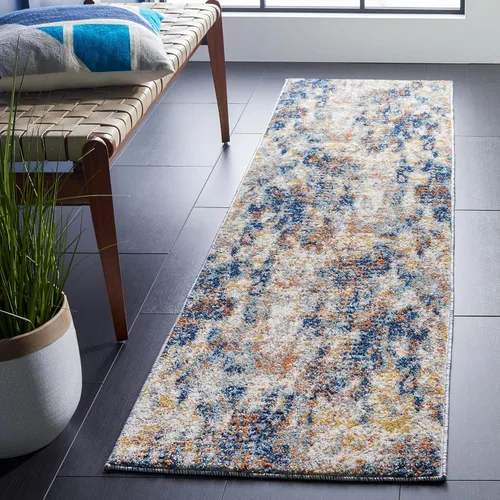 Miniatura 7 de SAFAVIEH Aston Collection ASN704N - Alfombra redonda de 3 pies, color azul marino/gris, moderna, abstracta, no desprende pelusa, para comedor
