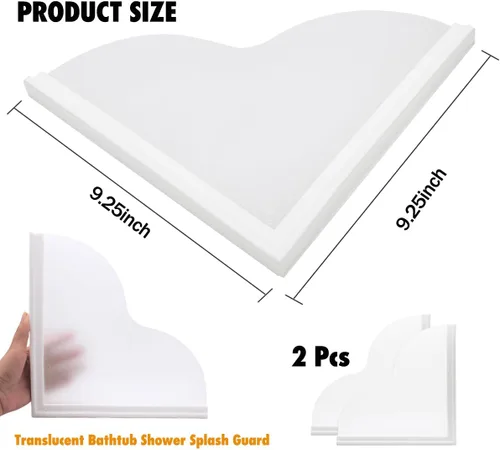 Miniatura 3 de Protector de salpicaduras de bañera extraíble, paquete de 2 protectores contra salpicaduras de agua para bañera, base de silicona y protectores