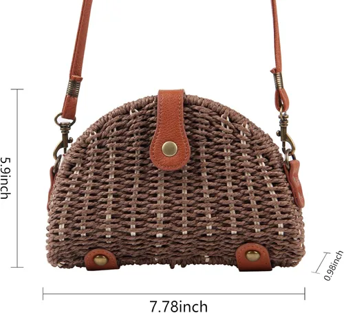 Miniatura 2 de KUANG! Bolso cruzado de paja para mujer, bolso de hombro y mensajero, bolso de paja para playa para mujer