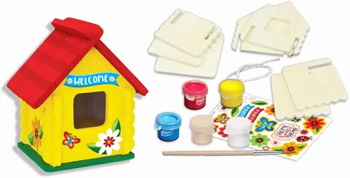 Miniatura 2 de Works of Ahhh Mini Craft Set - Juego de manualidades familiares para construir y pintar casa de pájaros