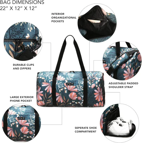 Miniatura 3 de Jadyn - Bolsa grande de lona de mujer para fin de semana, 22in, con bolsillo para zapatos, bolsa de viaje