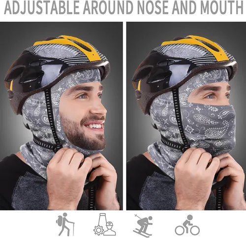 Miniatura 3 de Achiou - Pasamontañas, máscara facial, para hombres o mujeres, máscara de cara completa con capucha, para nieve, motocicleta, correr, clima frío